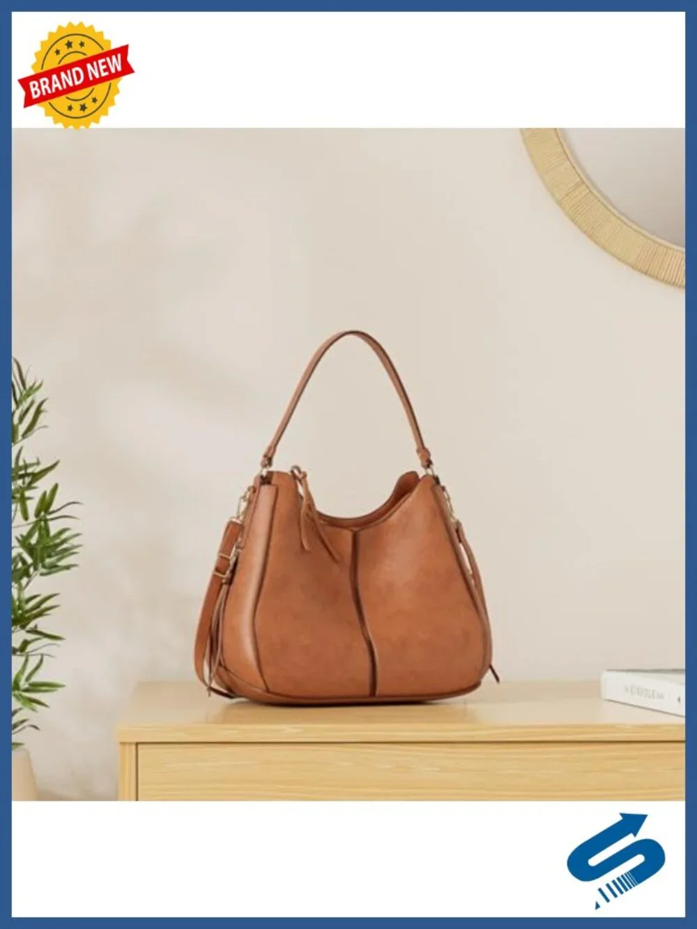 Large Faux Leather Hobo Bag Tassel Crossbody Shoulder Purse